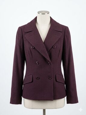 Per Se Double-Breasted Plum Blazer